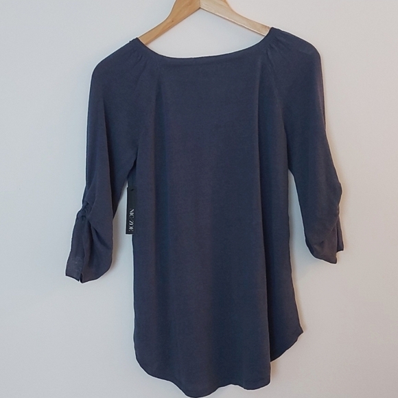 NWT Nic + Zoe Linen Blend Ruched Sleeve with Ties Lightweight Sweater Si… - Picture 3 of 7